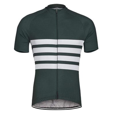 Men's Dark Green Striped Cycling Jersey