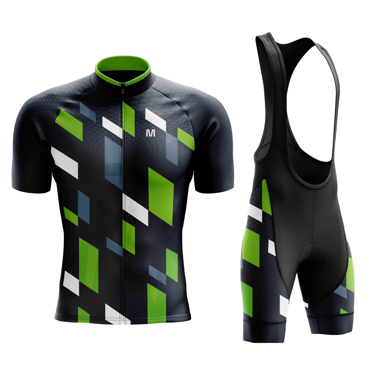 Men's Green Geo Cycling Jersey or Bibs