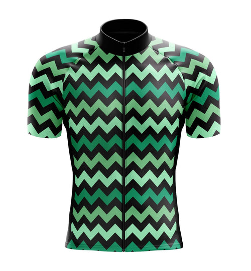 Men's Green Zig Zag Cycling Jersey