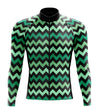 Men's Green Zig Zag Long Sleeve Cycling Jersey