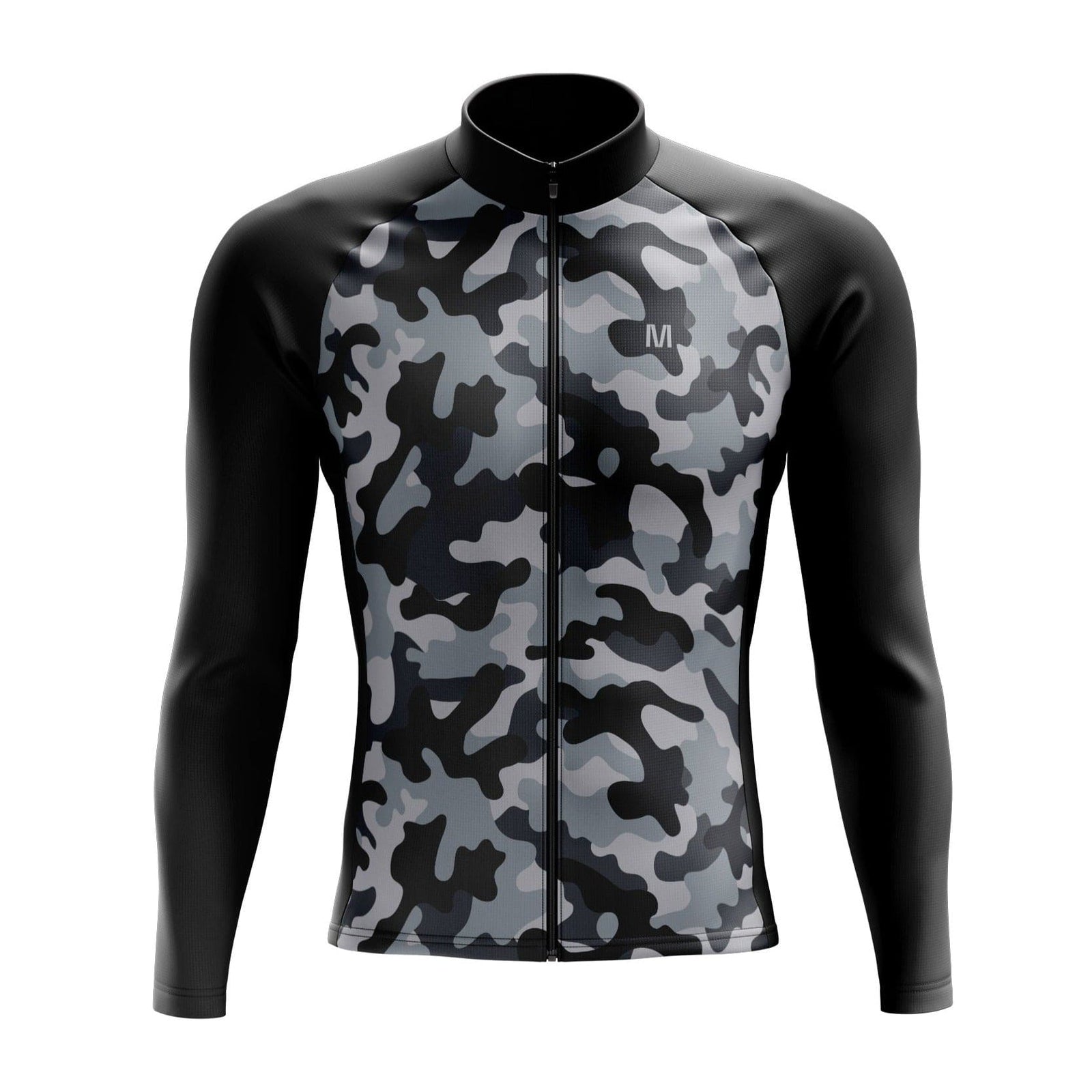 Men's Grey Camo Long Sleeve Cycling Jersey