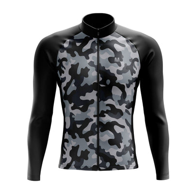 Men's Grey Camo Long Sleeve Cycling Jersey