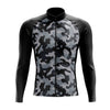Men's Grey Camo Long Sleeve Cycling Jersey