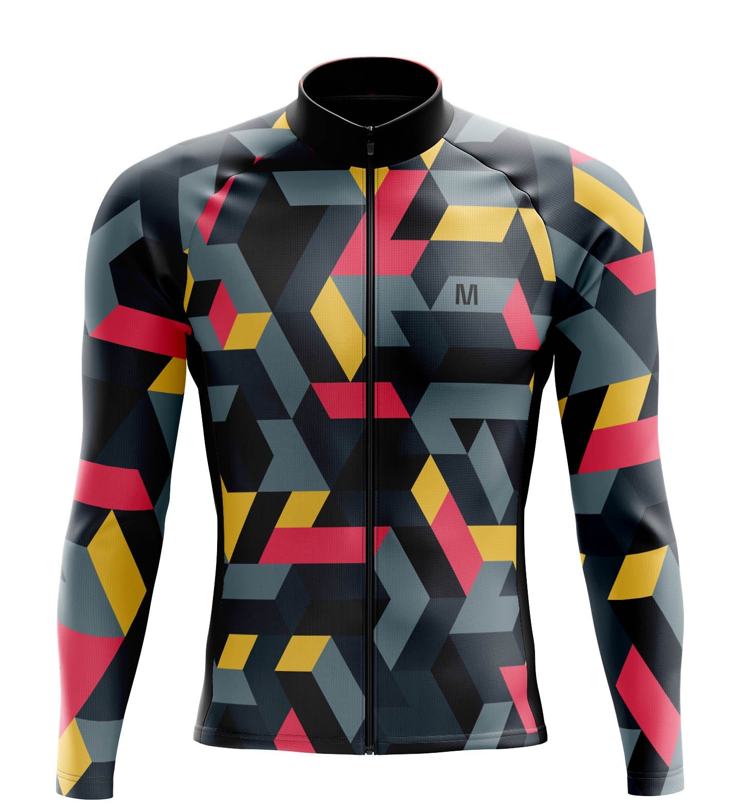 Men's Grey Geo Long Sleeve Cycling Jersey