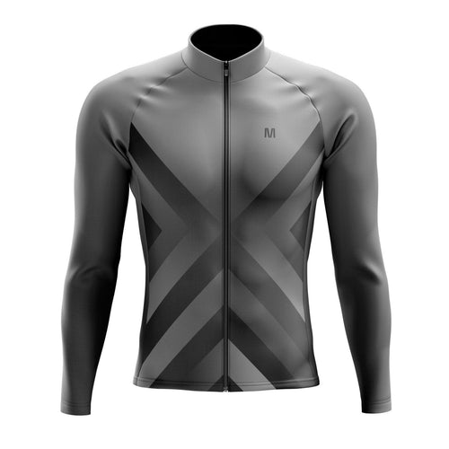 Men's Grey Gradient Long Sleeve Cycling Jersey