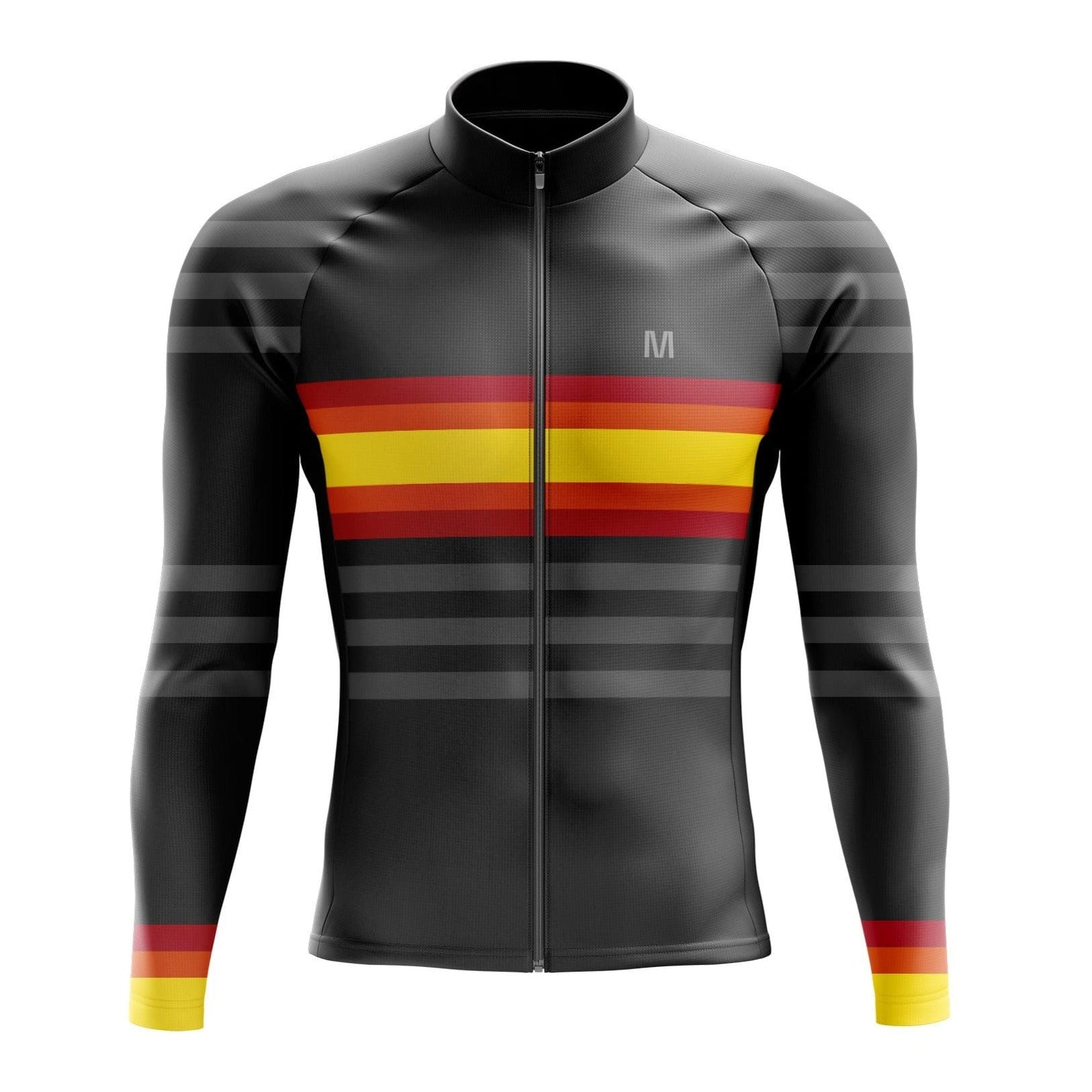 Men's Grey Orange Long Sleeve Cycling Jersey