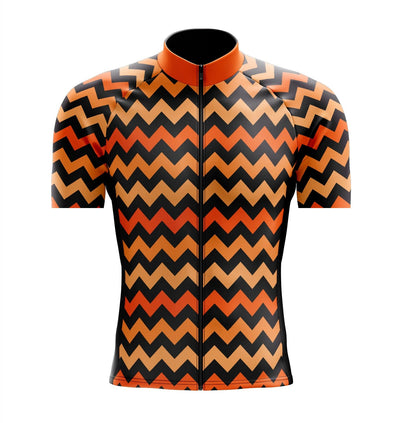 Men's Orange Zig Zag Cycling Jersey