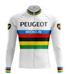 Men's Peugeot White Long Sleeve Cycling Jersey