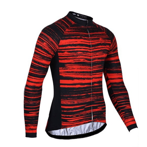 Men's Red Lines Long Sleeve Cycling Jersey