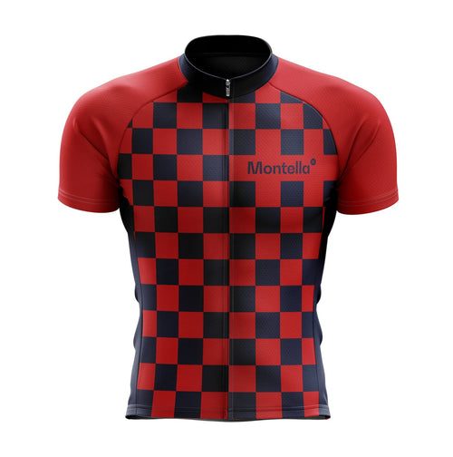Men's Red Squares Cycling Jersey
