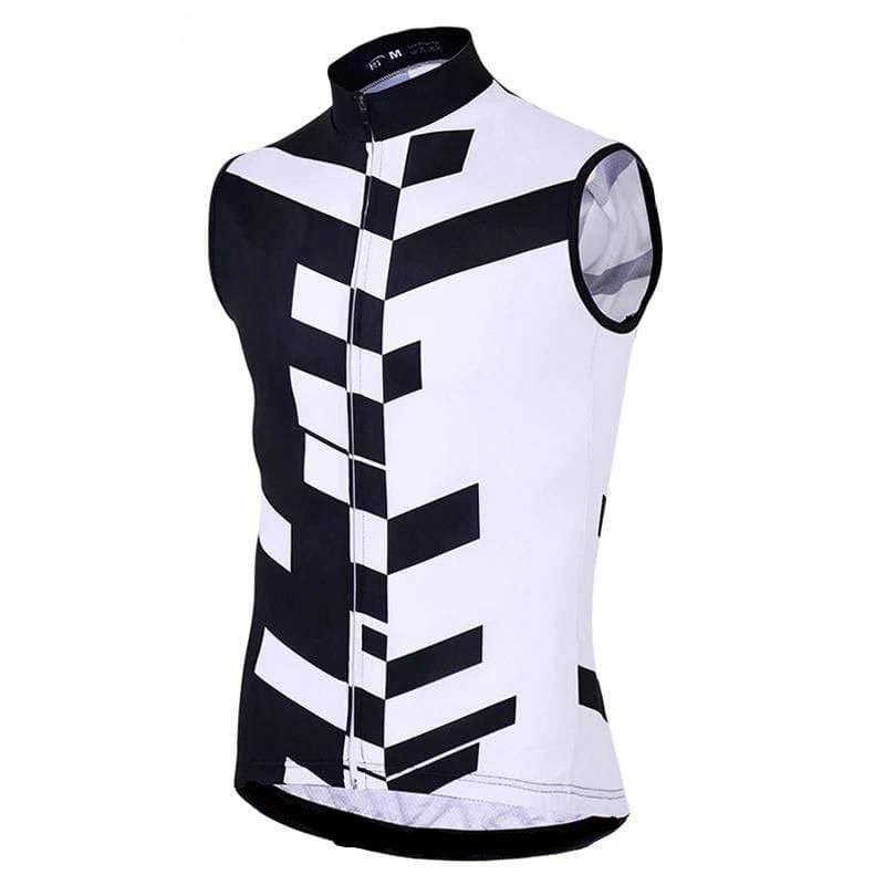 Men's Sleeveless Black White Cycling Jersey