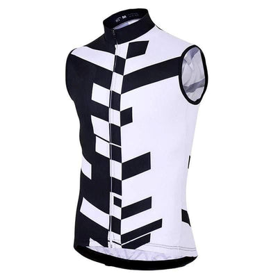 Men's Sleeveless Black White Cycling Jersey