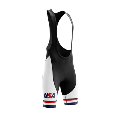 Men's USA White Cycling Bib Shorts