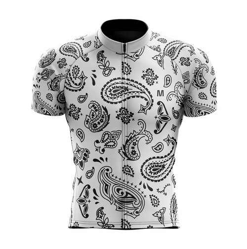 Men's White Bandana Cycling Jersey
