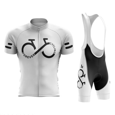 Men's White Cycling Forever Infinity Jersey or Bib Shorts