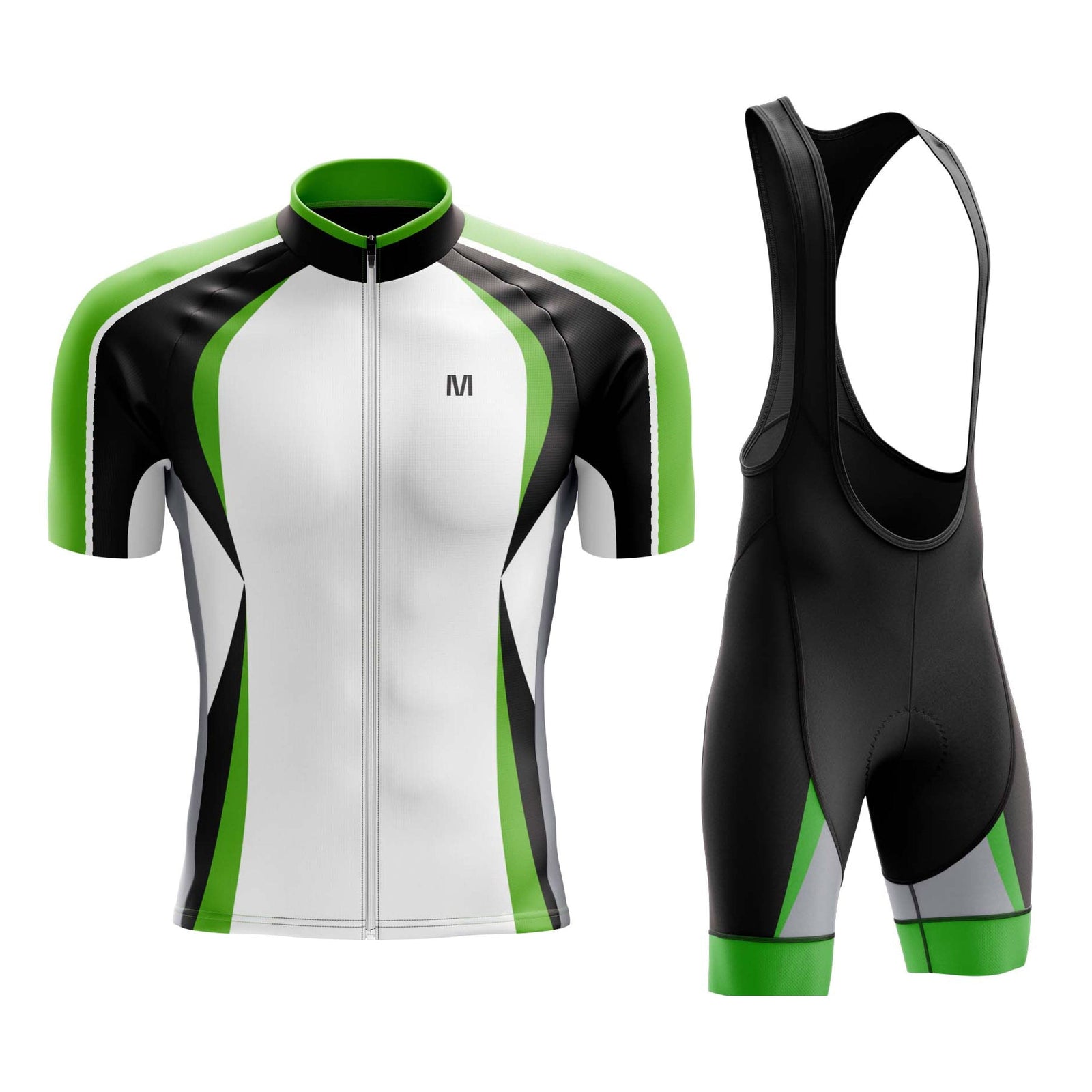 Men's White Green Cycling Jersey or Bibs