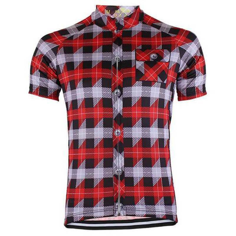 Red & Black Plaid Short Sleeve Jersey