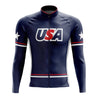 USA Blue Long Sleeve Cycling Jersey