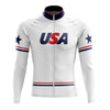 USA White Long Sleeve Cycling Jersey