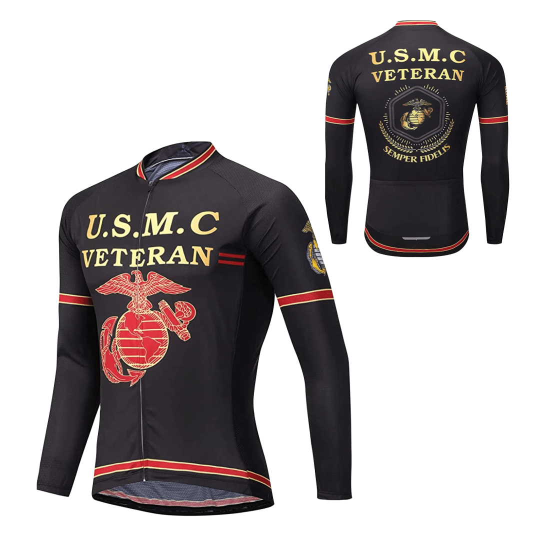 USMC Veteran Long Sleeve Cycling Jersey