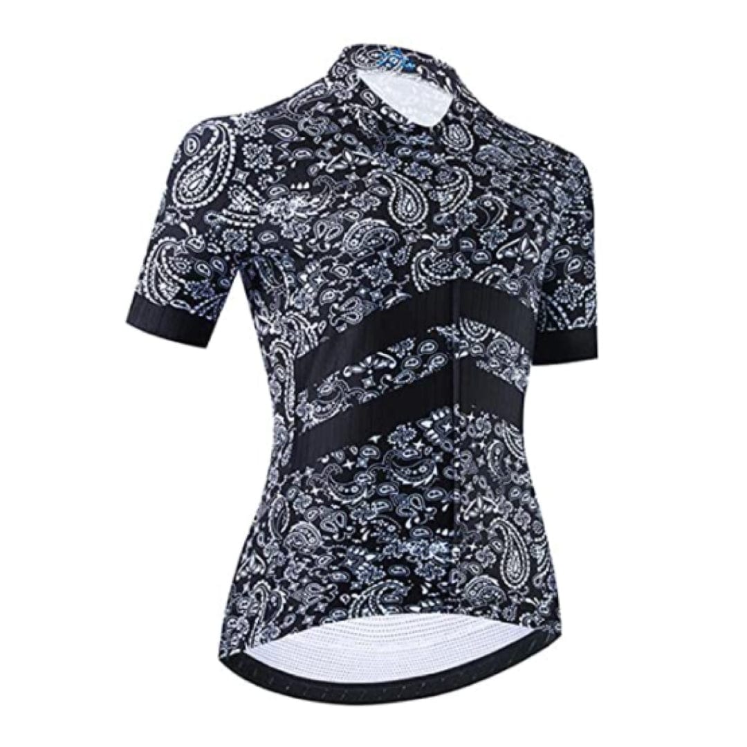 Women's Black Bandana Pattern Cycling Jersey