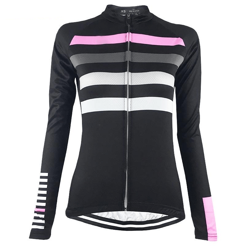 Women's Black Classy Long Sleeve Cycling Jersey