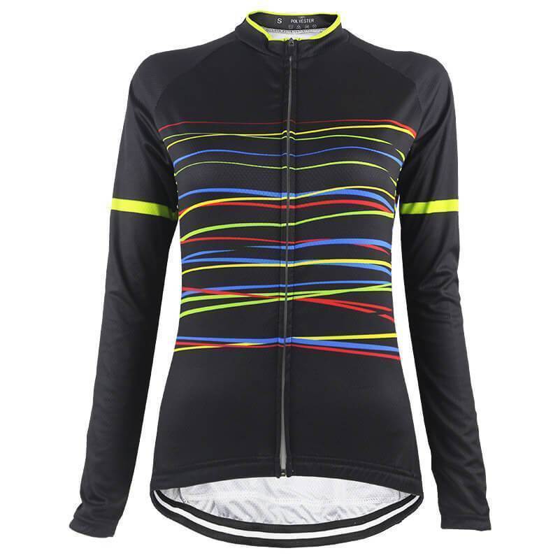 Women's Black Lines Long Sleeve Cycling Jersey