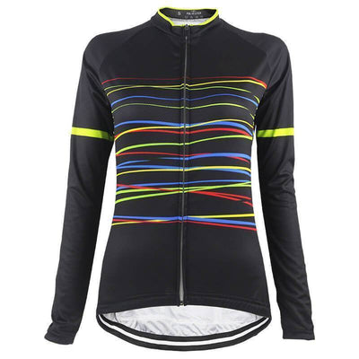 Women's Black Lines Long Sleeve Cycling Jersey