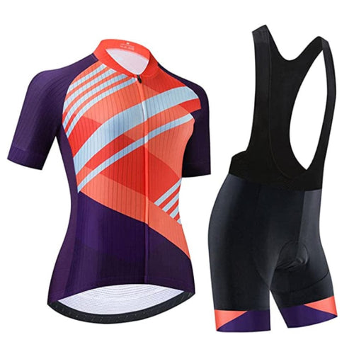 Women's Orange Pattern Cycling Jersey or Bibs