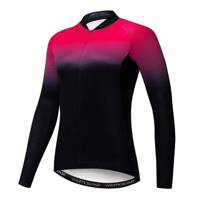 Women's Pink Gradient Long Sleeve Cycling Jersey