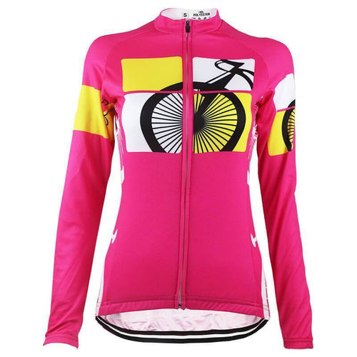 Women's Pink Long Sleeve Cycling Jersey
