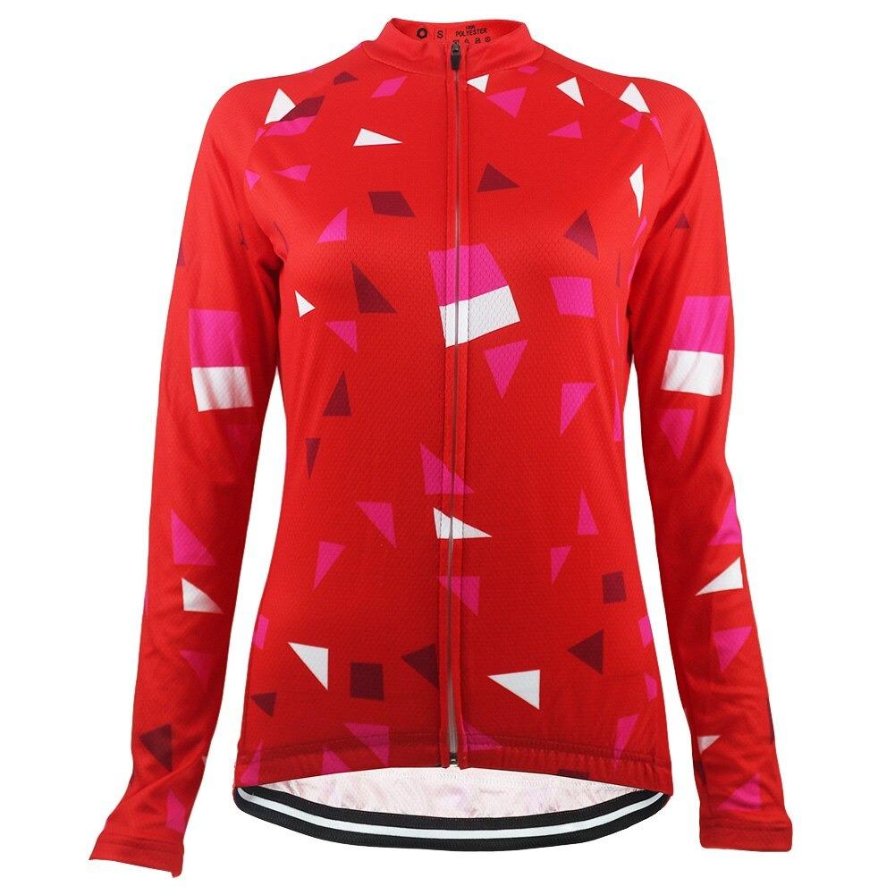 Women's Red Long Sleeve Cycling Jersey