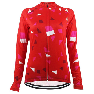 Women's Red Long Sleeve Cycling Jersey