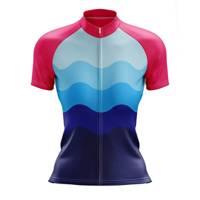 Women's Wavy Blue Cycling Jersey