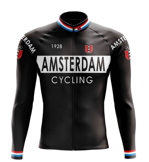 Amsterdam Black Long Sleeve Cycling Jersey Montella Cycling Long Sleeve