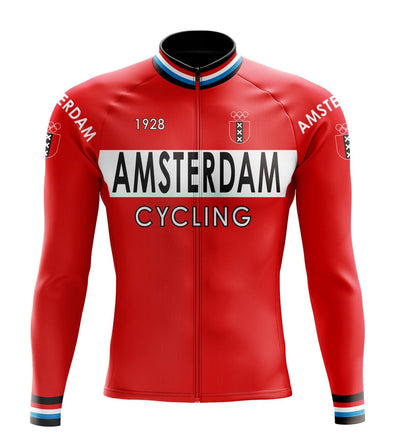 Amsterdam Red Long Sleeve Cycling Jersey Montella Cycling Long Sleeve