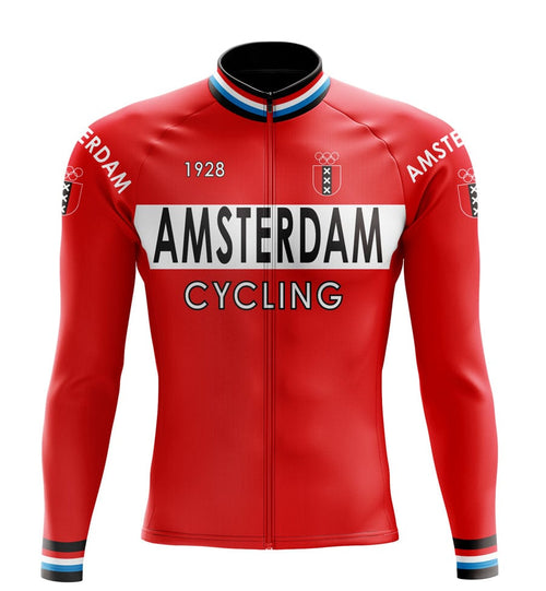 Amsterdam Red Long Sleeve Cycling Jersey Montella Cycling Long Sleeve