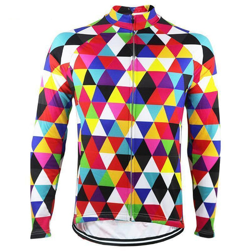 Colorful Triangles Long Sleeve Cycling Jersey Montella Cycling Men Long Sleeve