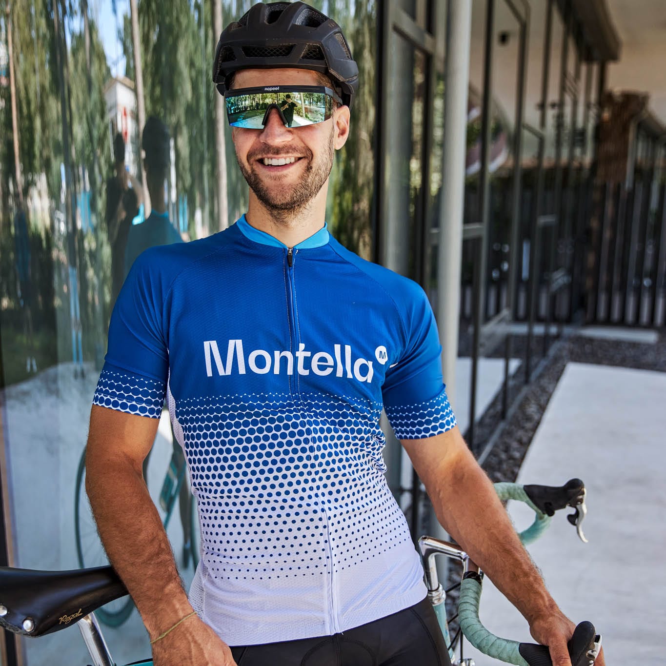 Custom Blue Cycling Team Jersey and Bibs Montella Cycling