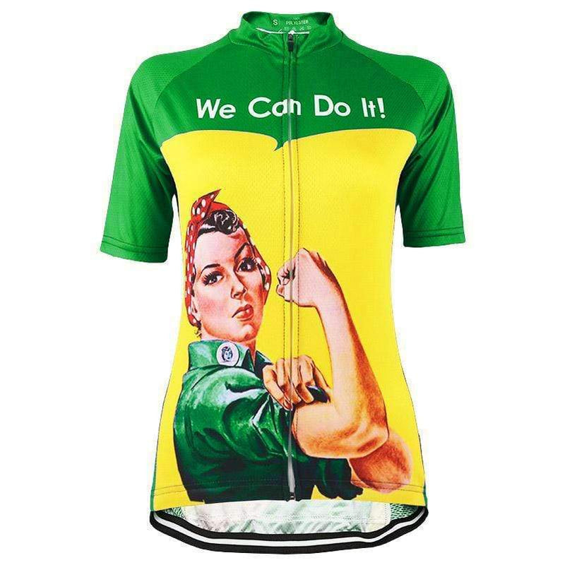 Montella Cycling Cycling Jersey Green / XXS Women's Retro Rosie the Riveter Cycling Jersey