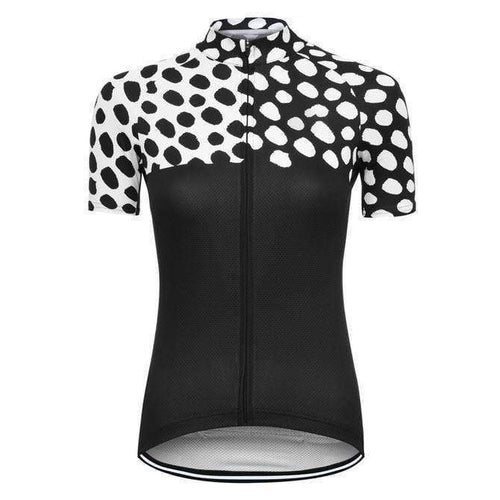 Montella Cycling Cycling Jersey XXS Women's Leopard Dots Black Cycling Jersey