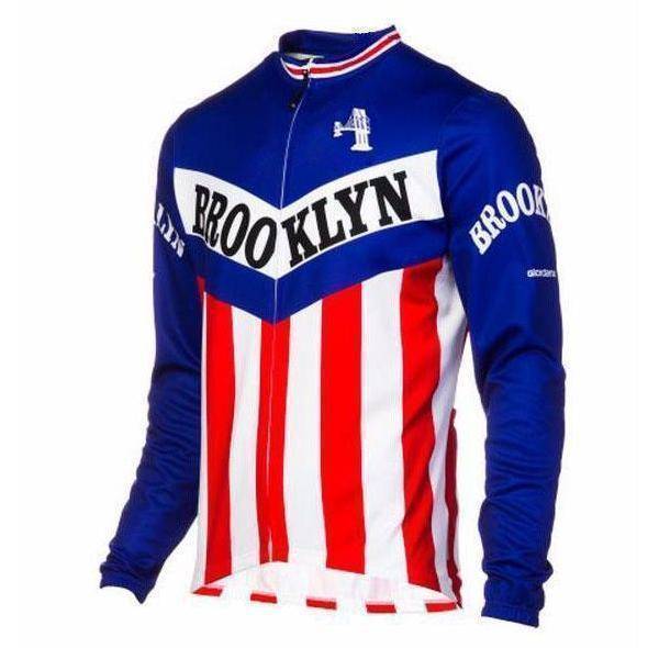 Montella Cycling Long Sleeve Blue No Fleece / XXS Brooklyn Retro Long Sleeve Cycling Jersey