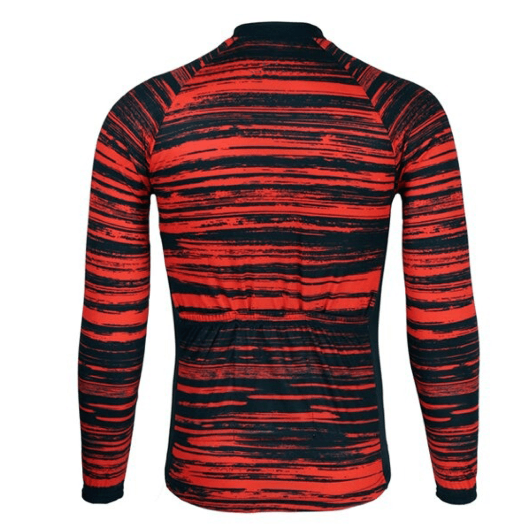 Montella Cycling Long Sleeve Men's Red Lines Long Sleeve Cycling Jersey