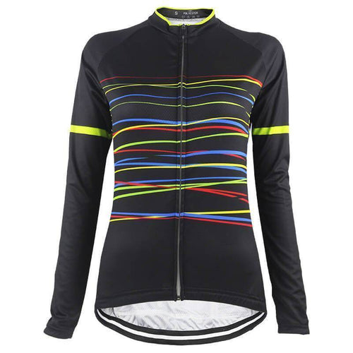 Montella Cycling Long Sleeve No Fleece / XS Women's Black Lines Long Sleeve Cycling Jersey