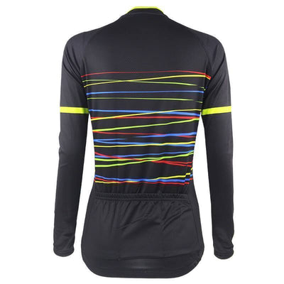 Montella Cycling Long Sleeve Women's Black Lines Long Sleeve Cycling Jersey
