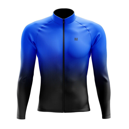 Montella Cycling Men Long Sleeve Men's Blue Gradient Long Sleeve Cycling Jersey