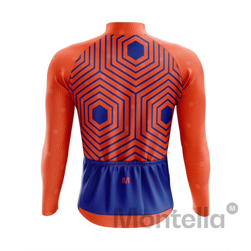 Montella Cycling Men Long Sleeve Men's Orange Long Sleeve Cycling Jersey