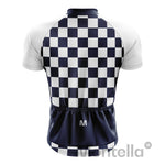 Montella Cycling Men SS Jersey Men's White Blue Squares Cycling Jersey