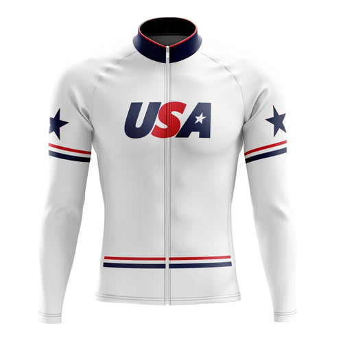 Montella Cycling USA White Long Sleeve Cycling Jersey