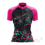 Montella Cycling XS / Pink Sleeves Women's Pink Splash Cute Cycling Jersey